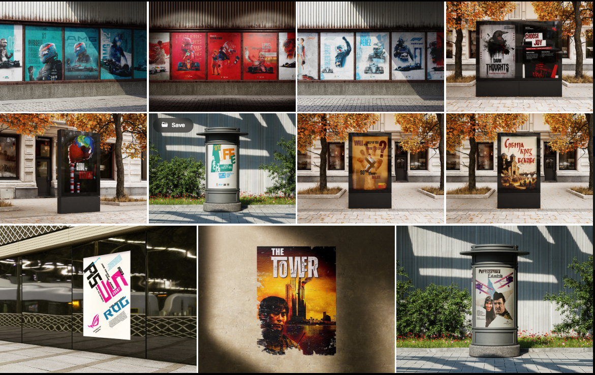 Social media design visuals and Behance portfolio preview