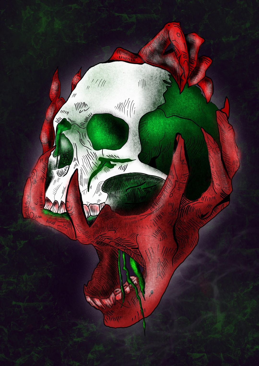 Grasped Fate skull illustration artwork by Andrija Živković